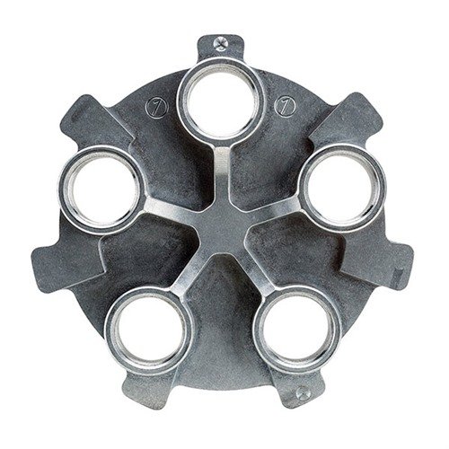 Cambia calibro rapidamente con il PRO CHUCKER 5 DIE PLATE di RCBS. Mantieni i dies di ricarica impostati, eliminando la necessità di installarli e regolarli ad ogni sessione.
