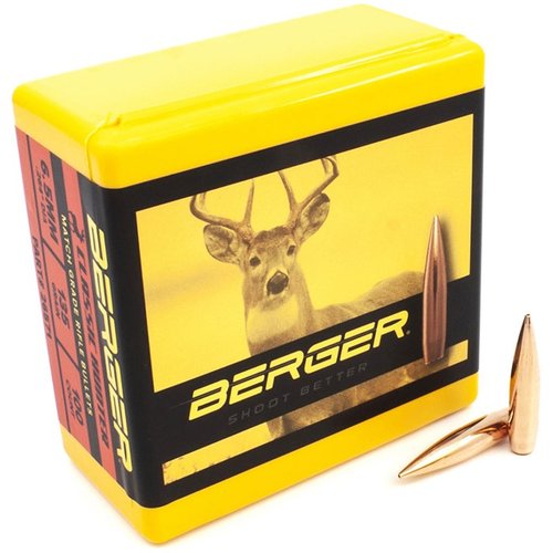Die Berger Classic Hunter 6.5mm Geschosse bieten eine hybride Ogive für optimale Effizienz, schnelle Expansion und zuverlässige Treffer bei Wildtieren.