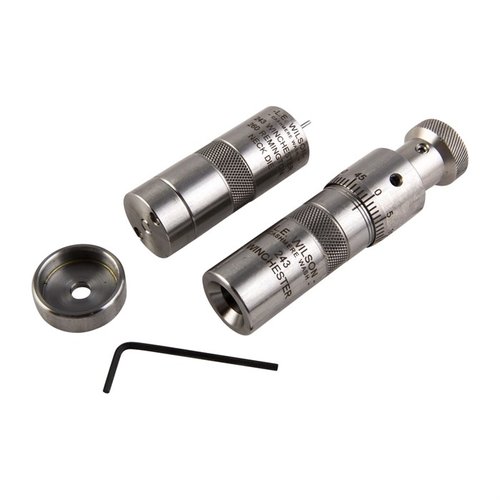 Das L.E. Wilson Bushing Neck Die Kit ermöglicht präzises Nackensizing und Bullet-Seating mit einem Mikrometer für feine Anpassungen. Ideal für Handbetrieb!