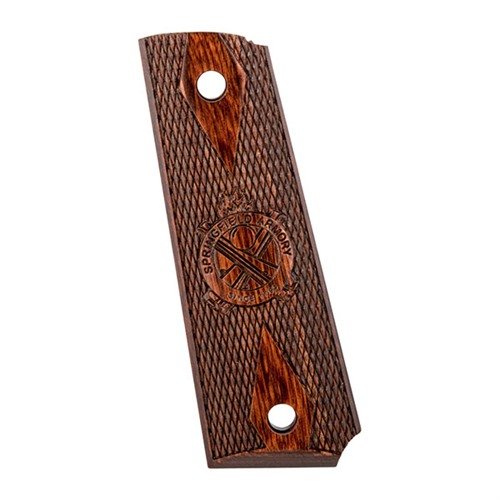 Die Cocobolo Checkered Cross Cannon Griffplatten für die Springfield 1911 bieten einen eleganten Look mit einem gefrästen Mag Well und sind einzeln erhältlich.
