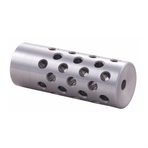 Der #4 Muzzle Brake für .22 Kaliber reduziert Rückstoss und Mündungsanhebung dank 42 Ports für maximale Kontrolle. Gunsmithing erforderlich.