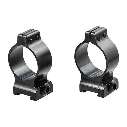 Le QUICK DETACH SCOPE RINGS di TALLEY offrono leve in acciaio per un'installazione rapida e facile del mirino, disponibili in diverse altezze e finiture.