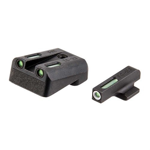 Die KIMBER 1911 TFX Tritium Fiber Optic Sight Set bietet 24-Stunden-Sichtbarkeit, ist chemikalienbeständig und hat einen rostfreien Fortress Finish für maximale Langlebigkeit.