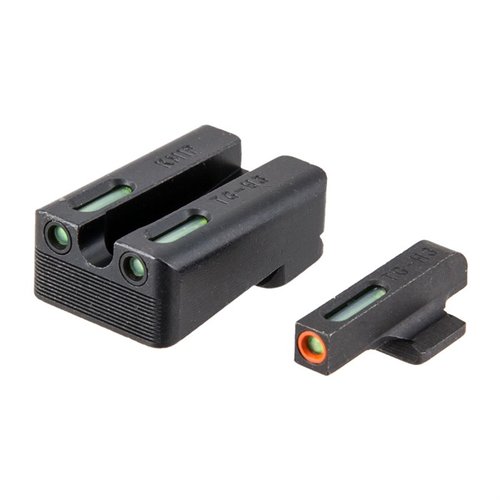 Die TFX Pro Night Sights bieten Tritium-Beleuchtung und Fiber Optic für optimale Sichtbarkeit, sind chemikalienbeständig und ermöglichen schnelles Zielen.