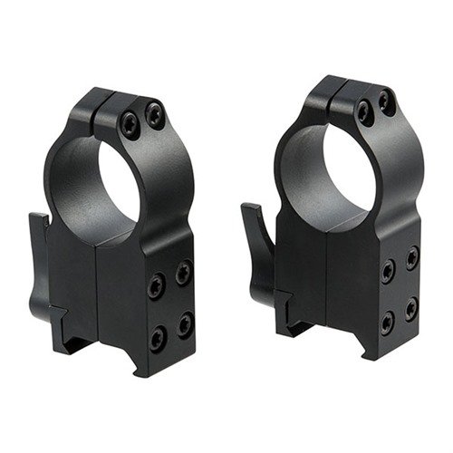 Die MAXIMA Quick Detach Ringe bieten eine robuste, stahlgefertigte Lösung mit verstellbaren Hebeln, die perfekt auf Weaver-Basen passen und Nullstellung beibehalten.