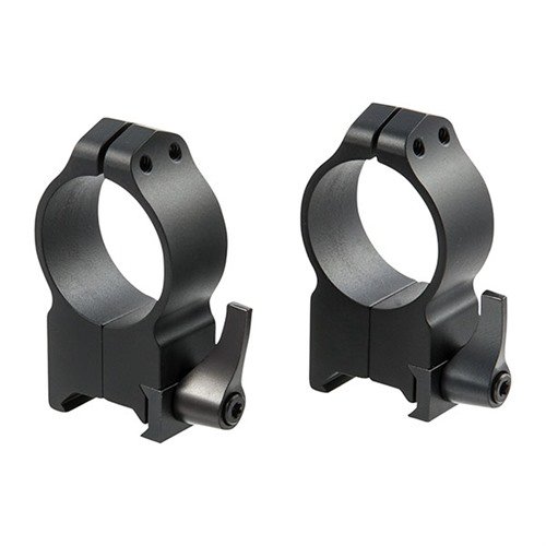 Die MAXIMA Quick Detach Ringe bieten eine robuste, präzise Montage mit verstellbaren Hebeln, die perfekt auf Weaver-Basen passen und die Nullstellung beibehalten.