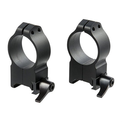 Die MAXIMA Quick Detach Ringe bieten eine robuste, präzise Montage mit verstellbaren Hebeln, die perfekt auf Weaver-Basen passen und die Nullstellung beibehalten.